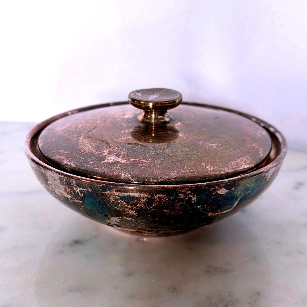 WMF Silver-Plated Sugar Bowl Heinrich Porcelain Lined 0.15 L Germany Lid Patina